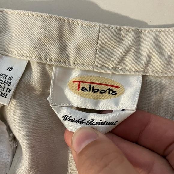VTG Talbots Pants Women’s Sz 16 Ivory Cotton Wrinkle Resistant Office Casual  - Picture 2 of 8